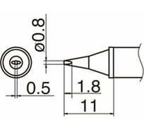 Наконечник 0.8 мм для станций FX-950/FX-951/FX-952/FM-203 HAKKO T12-WD08