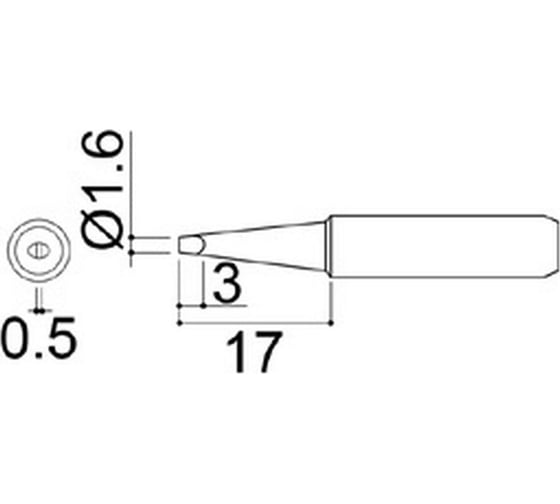 Наконечник 1.6 мм для паяльников серии 900/701/702B HAKKO 900M-T-1.6D