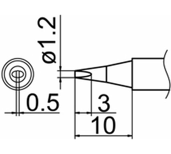 Наконечник 1.2 мм для станций FX-950/FX-951/FX-952/FM-203 HAKKO T12-D12 1
