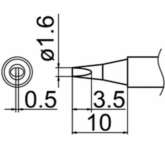 Наконечник 1.6 мм для станций FX-950/FX-951/FX-952/FM-203 HAKKO T12-D16 1