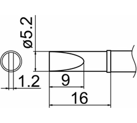 Наконечник 5.2 мм для станций FX-950/FX-951/FX-952/FM-203 HAKKO T12-DL52 1