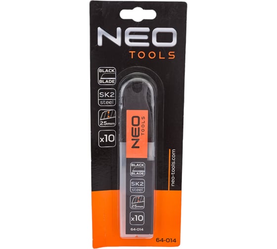 Лезвия сменные отламывающиеся 25 мм, черные, 10 шт NEO Tools SK2 64-014