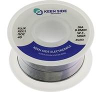 Припой KEEN SIDE Sn40/Pb60-d0.8-50g flux ROL1 ПОС 40 (упаковка 3 шт.) 192788