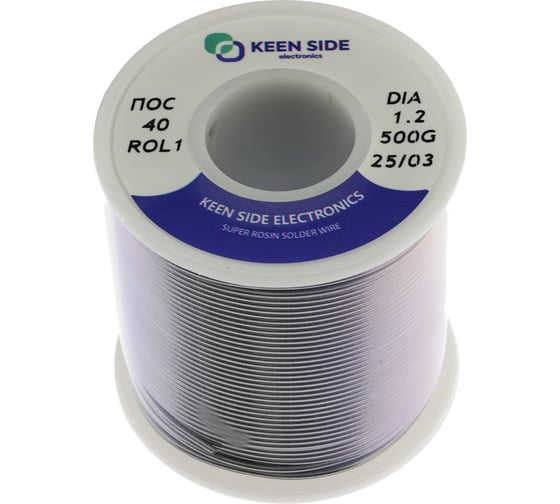 Припой KEEN SIDE Sn40/Pb60-d1.2-500g flux ROL1 ПОС 40 192779 1