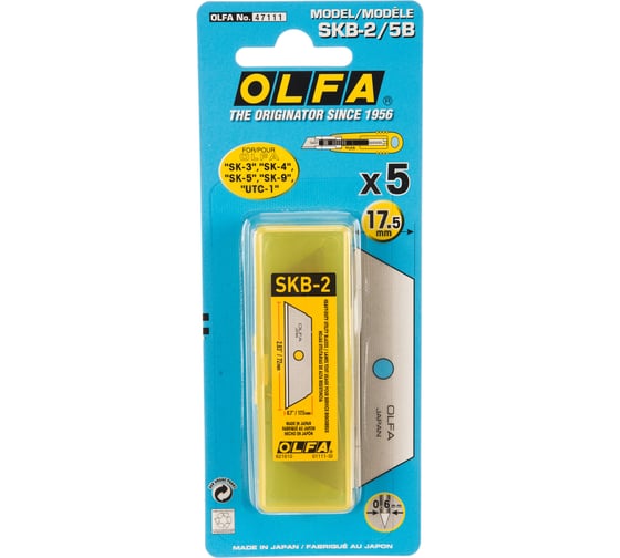 Лезвие трапецевидное 5 шт. (17.5х72х0.6 мм) для ножа OL-SK-4 Olfa OL-SKB-2/5B