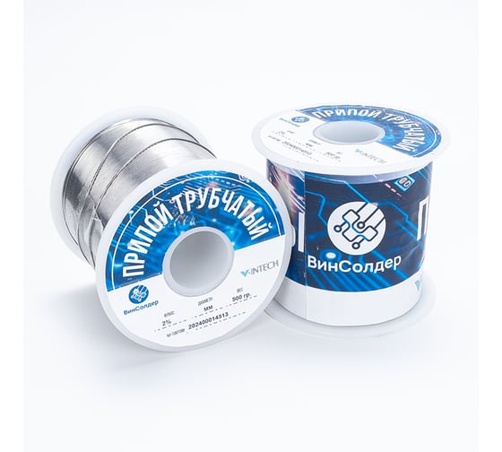Трубчатый припой ВинСолдер Sn63Pb37 с флюсом 2.0% диаметр 0.9 мм, катушка (500 г) 108 1