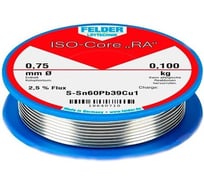 Припой Fibox Sn60Pb39Cu1 (Sn60Pb38Cu2) RA:2,5 проц. 1мм 250г Felder 00230219