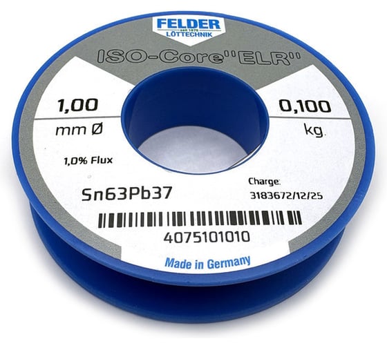 Припой Sn63Pb37 ELR:1 1мм 100г Felder Fibox 4075101010 00477346