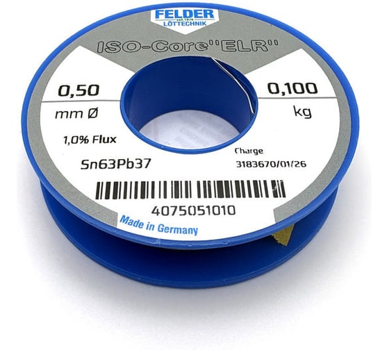 Припой Sn63Pb37 ELR:1 0,5мм 100г Felder Fibox 4075051010 00477348 1