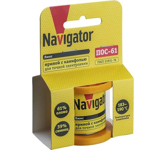 Припой NEM-Pos02-61K-2-K200 ПОС-61 (200 гр; 2 мм; катушка) Navigator 93087