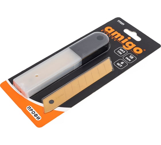 Лезвия TiN 6 шт, 18 мм для ножа AMIGO 77221
