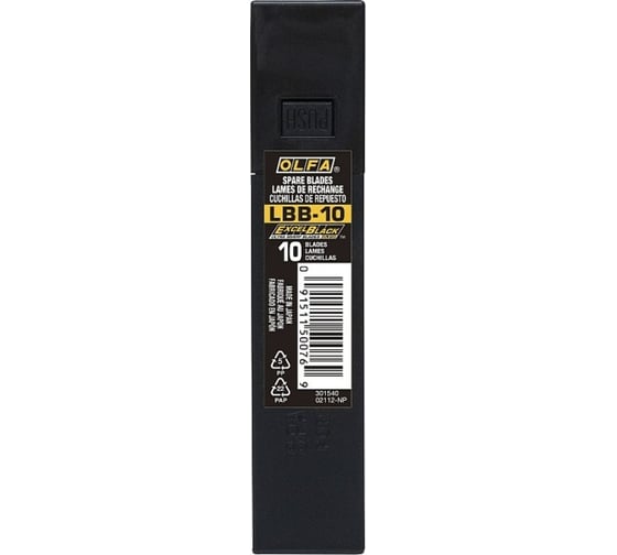 Сегментированные лезвия OLFA Excel black 18 мм, 10 шт, в боксе OL-LBB-10