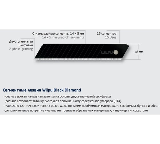 Лезвия сменные для ножа WCRB001 Black Diamont 10 шт WILPU 5090400001