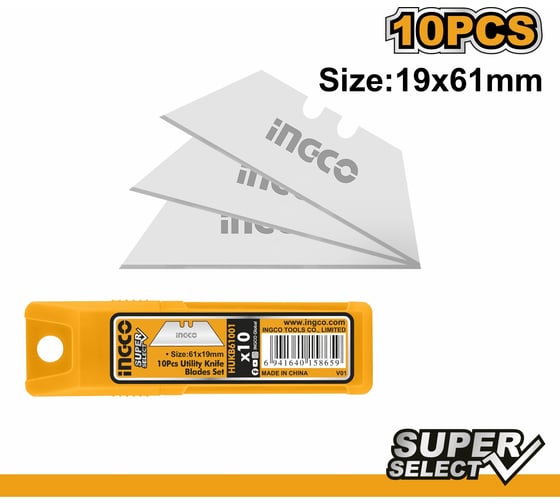 Лезвие трапециевидное 19х61 мм INGCO HUKB61001