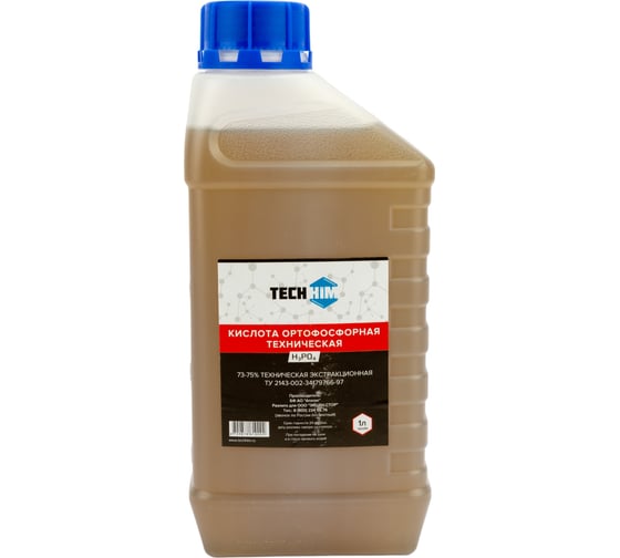 Кислота ортофосфорная техническая 1 л, 72-75%, класс А TECHHIM TH-KIOR-T-75-1000