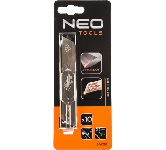 Лезвия сменные (18 мм; 10 шт.) с титановым покрытием NEO Tools 64-020
