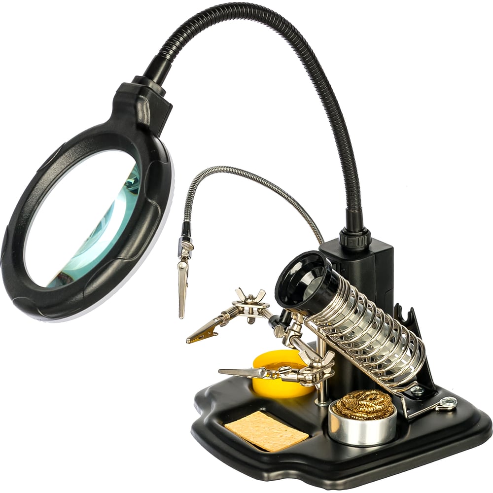 Держатель третья рука МАСТЕР с лупой х3, подставкой под паяльник, LED ...