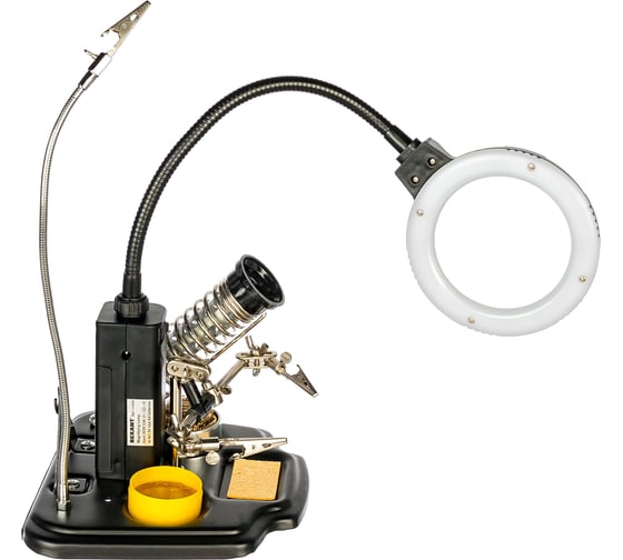 Держатель третья рука МАСТЕР с лупой х3, подставкой под паяльник, LED ...
