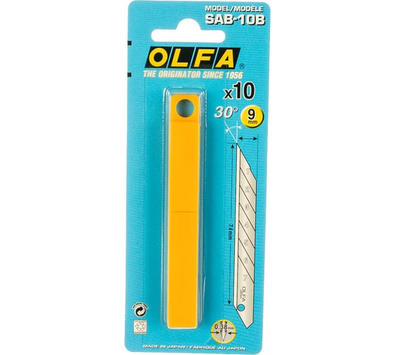 Сегментированные лезвия OLFA 9х80х0.38 мм 10 шт. OL-SAB-10B