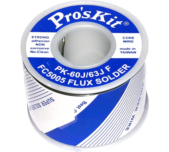 Припой PK-63J08F 0.8 мм, 0.25 кг, Sn63/Pb37 (FC5005 флюс безотм. RMA) ProsKit С00040229