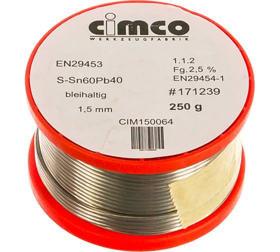 Припой оловянно-свинцовый (1.5 мм; 250 гр; катушка) CIMCO 15 0064