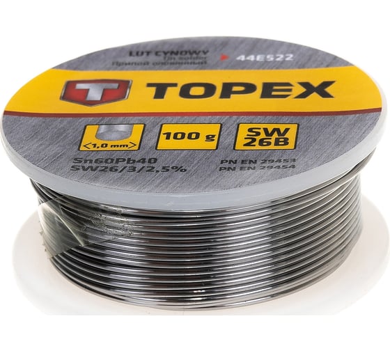 Припой оловянный (1 мм; 100 г; 60%Sn; SW26B) TOPEX 44E522