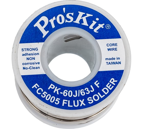 Припой PK-63J10F 1 мм, 0.25 кг, Sn63/Pb37 (FC5005 флюс безотм. RMA) ProsKit С00040238
