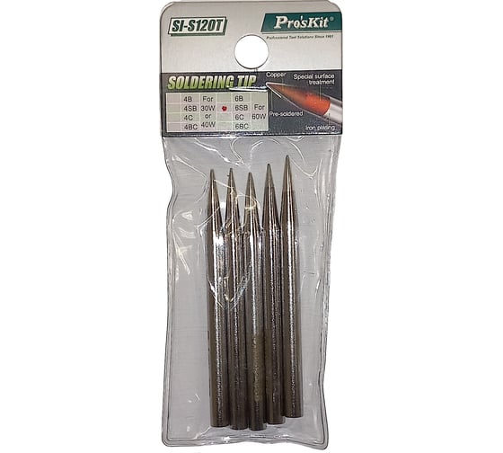 Жало конус 0.25 мм для паяльника 8PK-S120NA / B (60W) 5шт ProsKit SI-S120T-6SB 00160577 С00039807 1