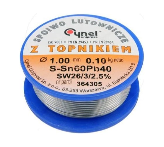 Припой для пайки Sn60Pb40 1.0 мм, 100 г TOYA 76810