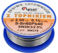 Припой для пайки Sn60Pb40 2.0 мм, 100 г TOYA 76818