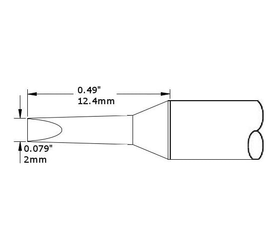 Картридж-наконечник (2.0х12.4 мм; клин удлиненный) для СV/MX METCAL CVC-5CH0020A