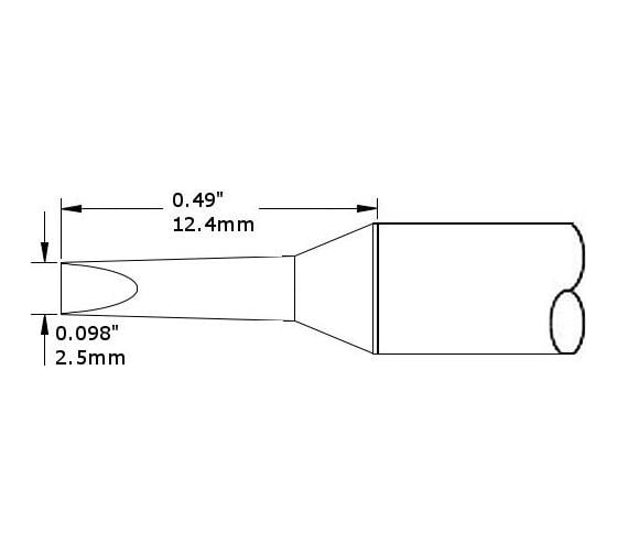 Картридж-наконечник (2.5х12.4 мм; клин удлиненный) для СV/MX METCAL CVC-6CH0025A