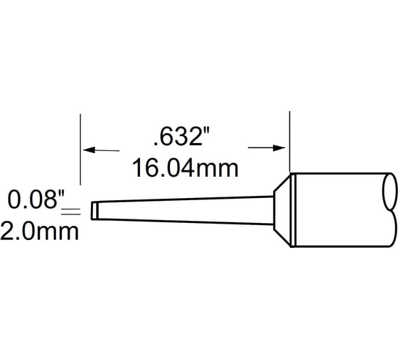 Наконечник (2.0х16.04 мм; клин удлиненный) для MFR-H1 METCAL SCP-CHL20 1
