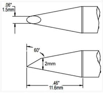 Наконечник (2х11.6 мм; миниволна) для MFR-H1 METCAL STP-DRH615