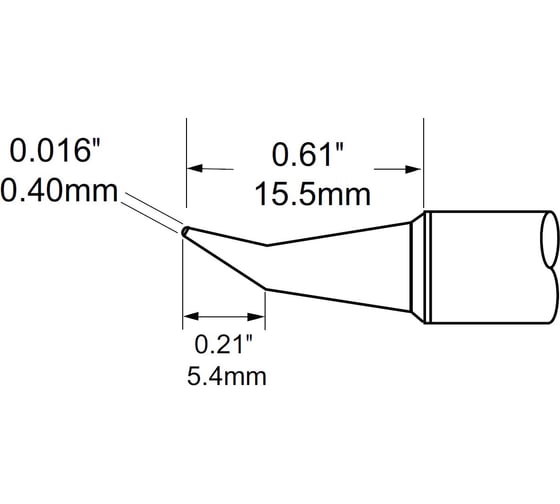 Наконечник (0.4х15.5 мм; конус изогнутый) для PS900 METCAL SCV-CNB04A 1