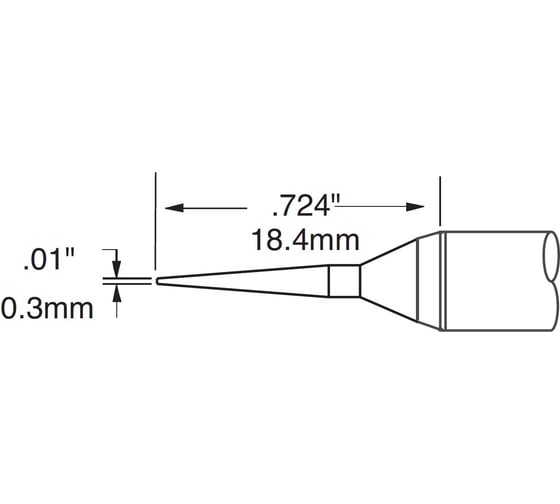 Наконечник (0.3х18.4 мм; конус удлиненный тонкий) для PS900 METCAL STV-CNL03AR 1