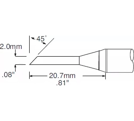Наконечник (2.0х20.7 мм; миниволна удлиненная) для PS900 METCAL SFV-DRH420AR 1