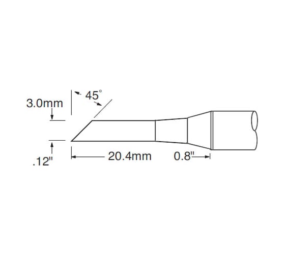 Наконечник (3х20.4 мм; миниволна удлиненная) для PS900 METCAL SFV-DRH430AR