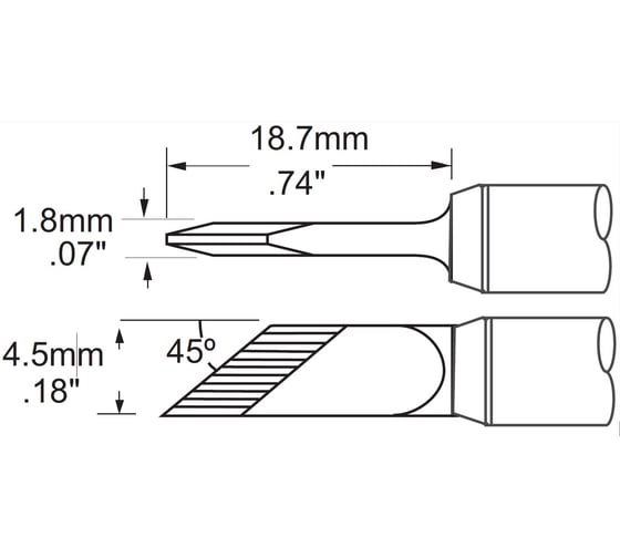 Наконечник (4.5х18.7 мм; ножевидный удлиненный) для PS900 METCAL SCV-DRK45AR