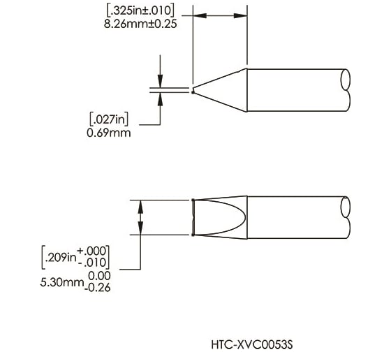 Картридж-наконечник (5.3х8.3 мм; клин с выемкой) для СV/MX-HTD METCAL HCV-8VG0053S 1