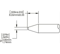 Картридж-наконечник (2.0х8.3 мм; конус) для СV/MX-HTD METCAL HCV-8CN0020S