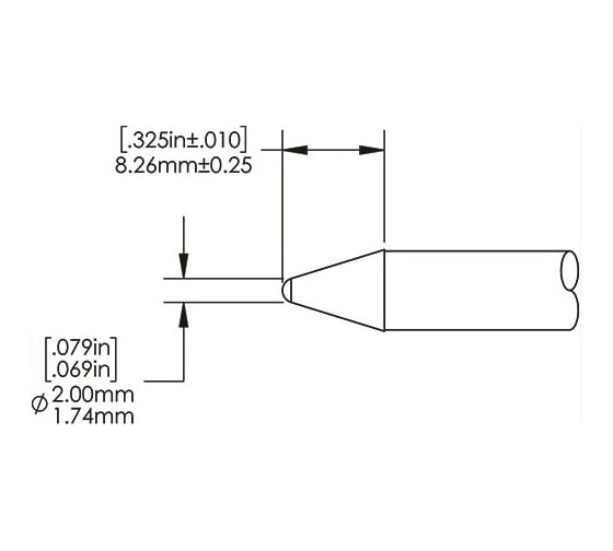 Картридж-наконечник (2.0х8.3 мм; конус) для СV/MX-HTD METCAL HCV-8CN0020S