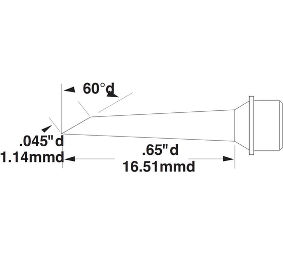 Картридж-наконечник для СV/MX, миниволна, 1.14х16.51 мм, замена SMTC-8174V1 METCAL SMC-8HF6011S 1