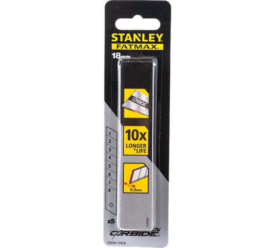 Лезвие сегментированное CARBIDE 18 мм, 5 шт. Stanley STHT0-11818