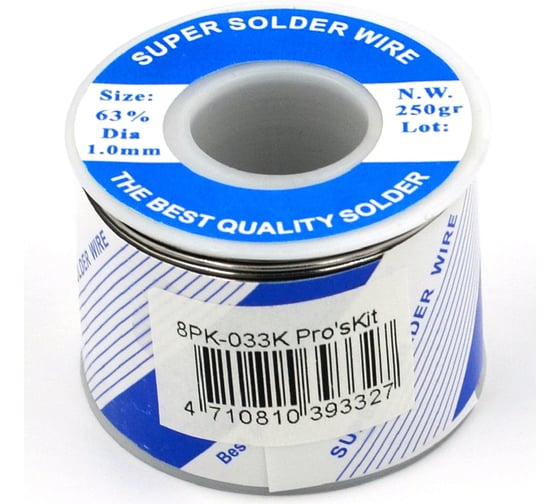 Припой 1,0мм 0,25кг Sn63/Pb37 Pro'sKit (флюс RA) 8PK-033K С00040368 1