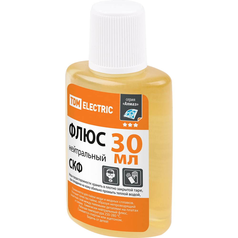 Флюс нейтральный СКФ Алмаз спирто-канифольный, 30 мл, дозатор, инд ...