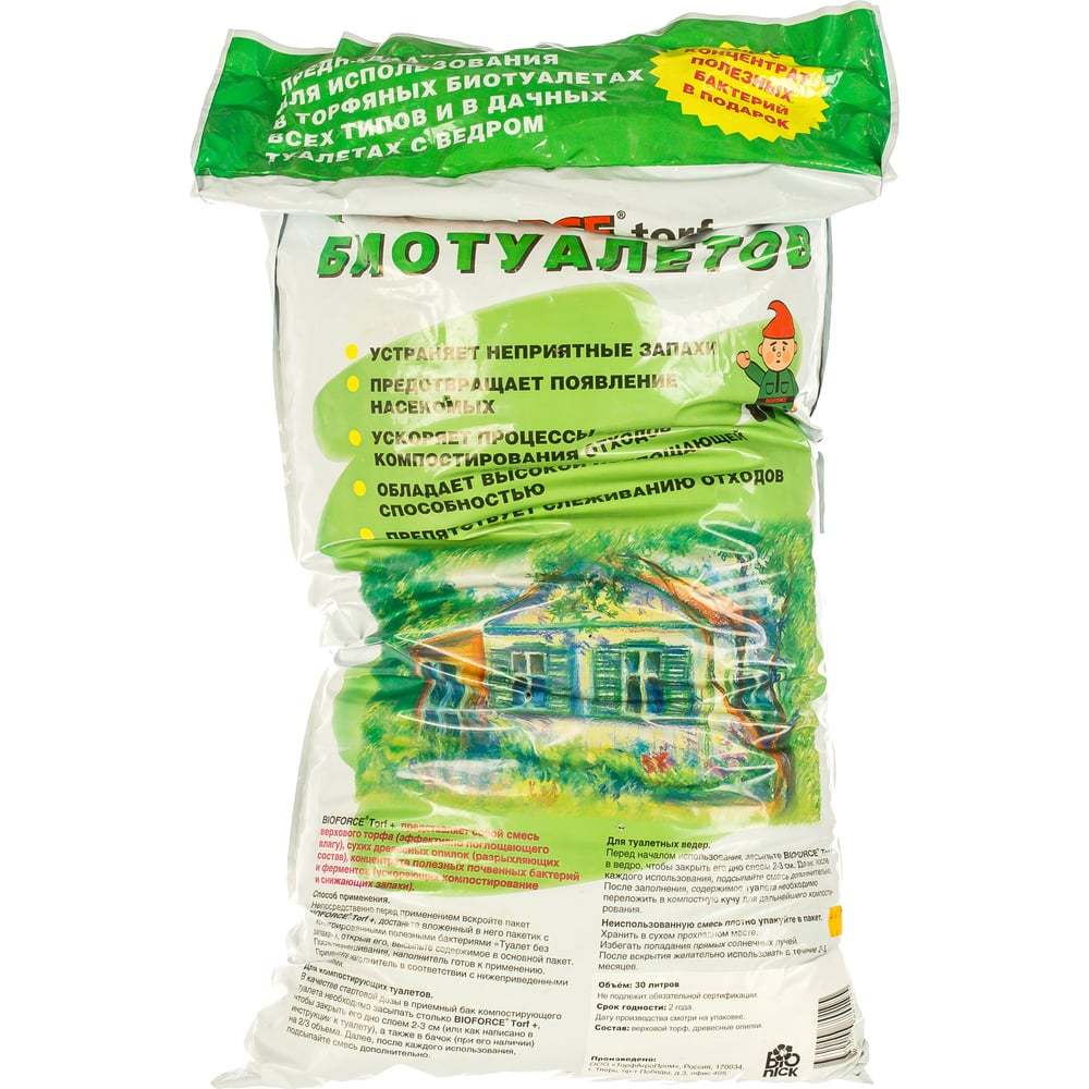 Наполнитель для торфяных туалетов Torf+, 30 л BIOFORCE bd-028 ...