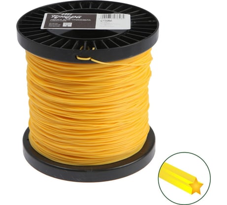 Леска для триммера сечение звезда 2 мм, 340 м, нейлон ТУНДРА 7547658