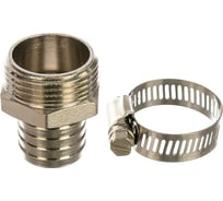 Комплект для подключения садового шланга MasterProf 1" (штуцер с наружней резьбой + хомут) MasterProf  ДС.020041