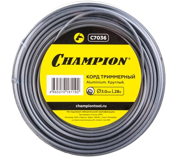 Корд триммерный Aluminium (3 мм, 28 м, круг) CHAMPION C7036 1